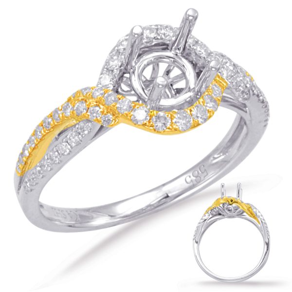 Yellow & White Gold Halo Engagement Ring