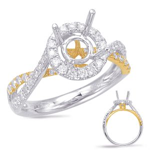 Yellow & White Gold Halo Engagement Ring Yellow & White Gold Halo Engagement Ring