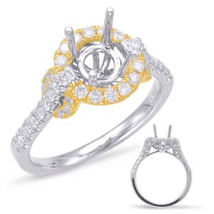 Yellow & White Gold Halo Engagement Ring