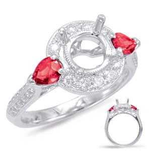 White Gold Ruby & Diamond Halo Ring White Gold Ruby & Diamond Halo Ring