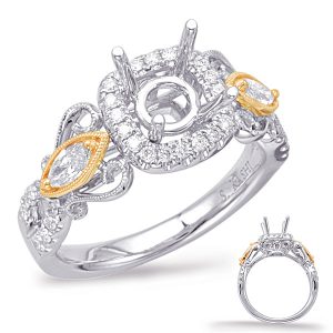 Yellow & White Gold Halo Engagement Ring