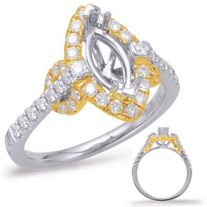 Yellow & White Gold Halo Engagement Ring