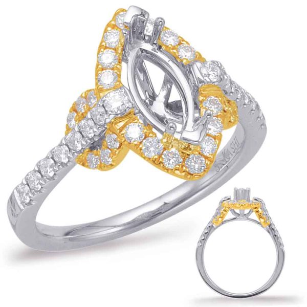 Yellow & White Gold Halo Engagement Ring
