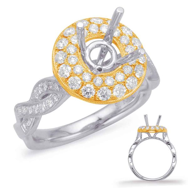 Yellow & White Gold Halo Engagement Ring