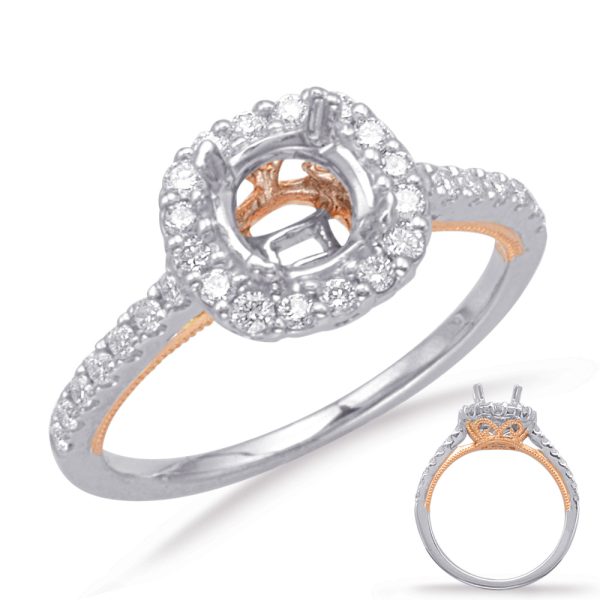 Rose & White Gold Halo Engagement Ring