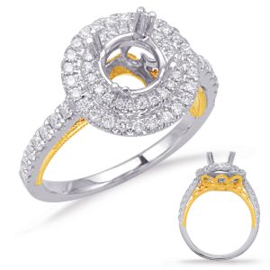 Yellow & White Gold Halo Engagement Ring