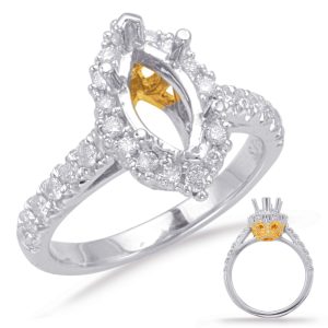 Yellow & White Gold Halo Engagement Ring