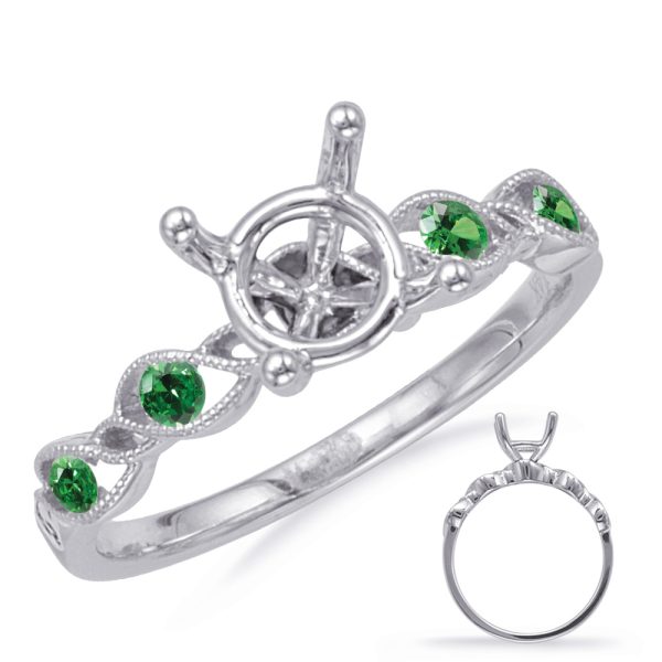White Gold Engagement Ring With Emeralds