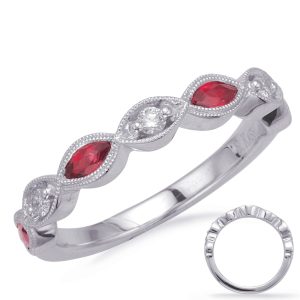 White Gold Ruby & Dia Matching Band White Gold Ruby & Dia Matching Band