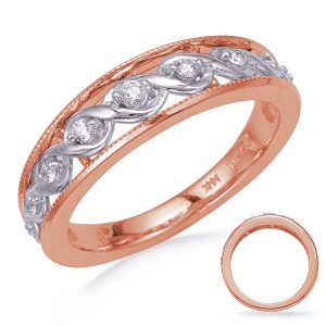 White & Rose Gold Diamond Wedding Band