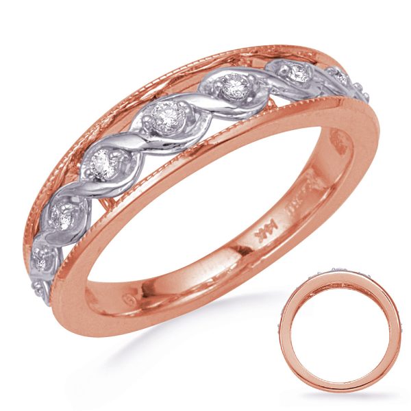White & Rose Gold Diamond Wedding Band