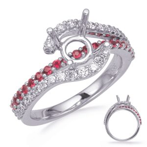 White Gold Ruby& Diamond Engagement