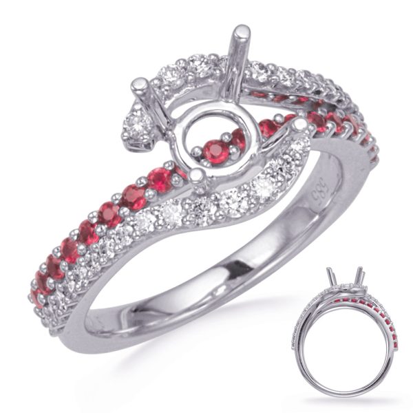 White Gold Ruby& Diamond Engagement