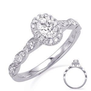 White Gold Oval Halo Engagement Ring