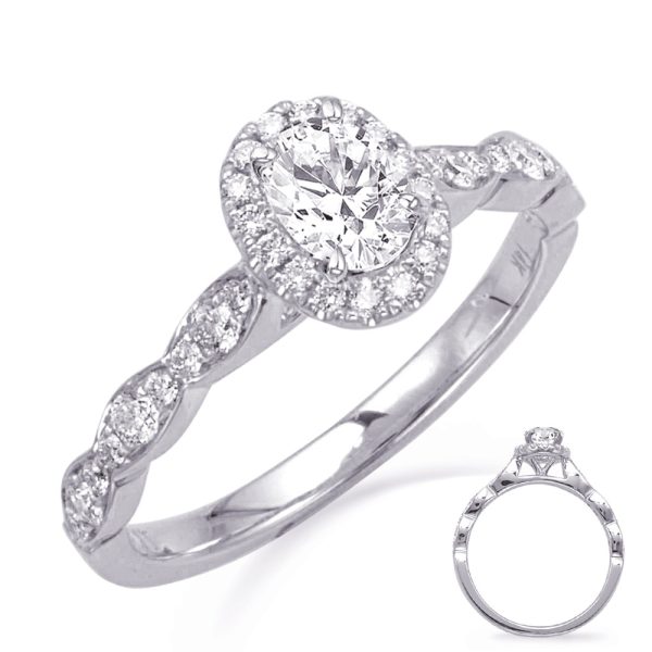White Gold Oval Halo Engagement Ring