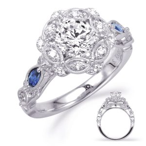 White Gold Sapp & Dia Engagement Ring
