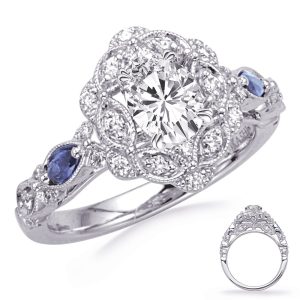 White Gold Sapphire & Diamond Eng Ring