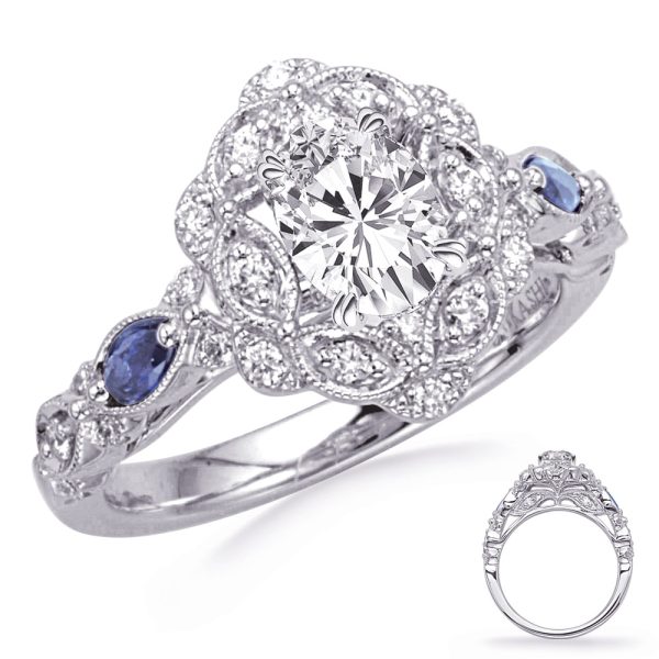 White Gold Sapphire & Diamond Eng Ring