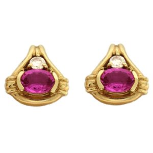 Pink Sapphire & Diamond Earring
