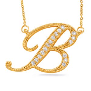 Yellow Gold Diamond Initial B Pendant Yellow Gold Diamond Initial B Pendant