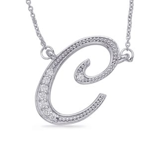 White Gold Diamond Initial C Pendant White Gold Diamond Initial C Pendant