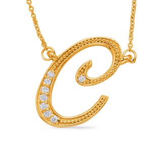 Yellow Gold Diamond Initial C Pendant Yellow Gold Diamond Initial C Pendant