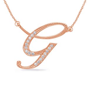 Rose Gold Diamond Initial G Pendant Rose Gold Diamond Initial G Pendant