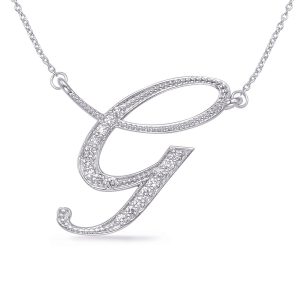 White Gold Diamond Initial G Pendant White Gold Diamond Initial G Pendant