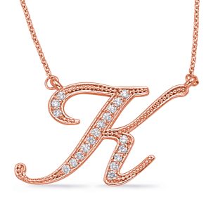 Rose Gold Diamond Initial K Pendant Rose Gold Diamond Initial K Pendant