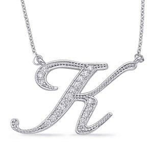 White Gold Diamond Initial K Pendant White Gold Diamond Initial K Pendant