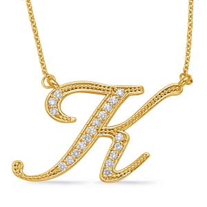 Yellow Gold Diamond Initial K Pendant Yellow Gold Diamond Initial K Pendant