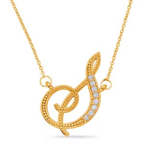 Yellow Gold Diamond Initial S Pendant