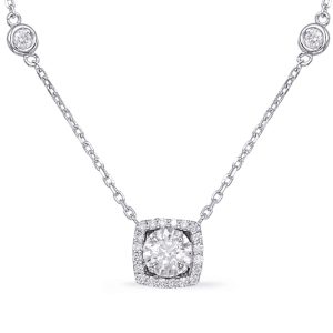 White Gold Halo Diamond By The Yard Neck