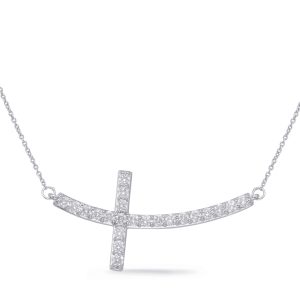 White Gold Diamond Cross Necklace White Gold Diamond Cross Necklace