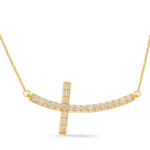 Yellow Gold Diamond Cross Necklace Yellow Gold Diamond Cross Necklace