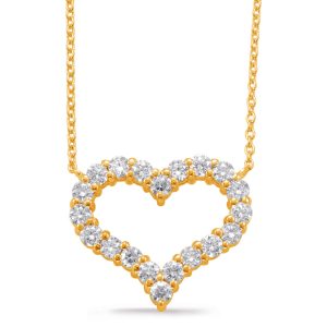 Yellow Gold Diamond Heart Necklace