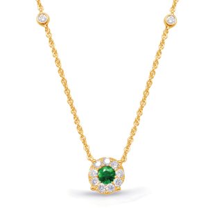 Yellow Gold Diamond & Emerald Necklace Yellow Gold Diamond & Emerald Necklace