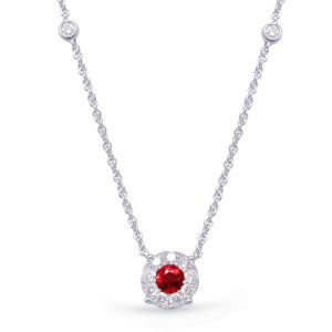 White Gold Diamond & Ruby Necklace White Gold Diamond & Ruby Necklace