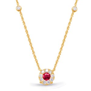 Yellow Gold Diamond & Ruby Necklace Yellow Gold Diamond & Ruby Necklace