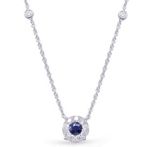 White Gold Diamond & Sapphire Necklace White Gold Diamond & Sapphire Necklace