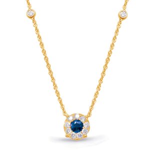 Yellow Gold Diamond & Sapphire Necklace Yellow Gold Diamond & Sapphire Necklace