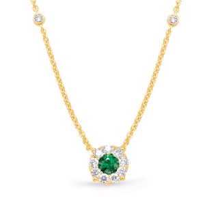 Yellow Gold Emerald & Diamond Necklace Yellow Gold Emerald & Diamond Necklace
