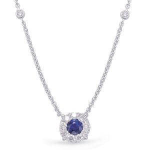 White Gold Sapphire & Diamond Necklace White Gold Sapphire & Diamond Necklace