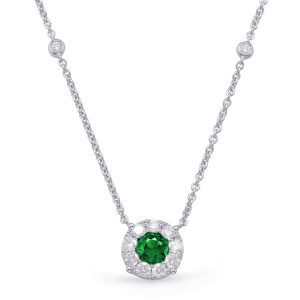 White Gold Emerald & Diamond Necklace White Gold Emerald & Diamond Necklace