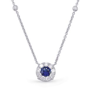 White Gold Sapphire & Diamond Necklace White Gold Sapphire & Diamond Necklace