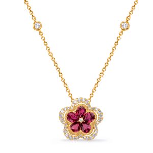 Yellow Gold Diamond & Ruby Necklace Yellow Gold Diamond & Ruby Necklace