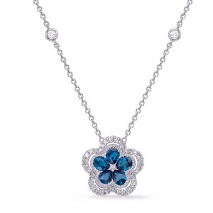White Gold Diamond & Sapphire Necklace White Gold Diamond & Sapphire Necklace
