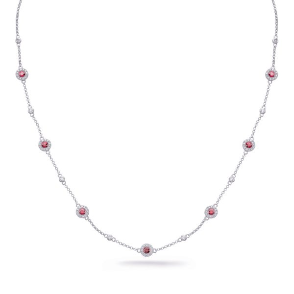 White Gold Ruby & Diamond Necklace