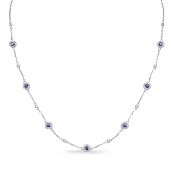 White Gold Sapphire & Diamond Necklace