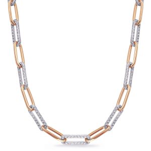 Rose & White Gold Diamond Paper Clip